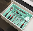 Simple Houseware Expandable Kitchen Drawer Flatware Organizer, Turquoise - color: Turquoise