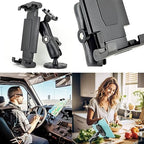 VAUBORTTI Aluminum Arm Heavy Duty Tablet Mount Drill Base - for 6.5"-12.9" Tablet iPad Pro/Mini, iPad Holder for Truck, Car,Dashboard,Desk,Wall-Swivel with 1 inch/25mm Ball Joint