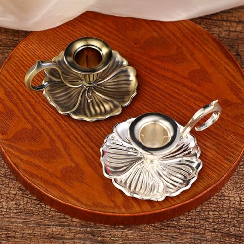 Vintage Candle Holder Detachable Metal Candlestick Holders with Handle Rustproof Taper Candle Holders for Christmas Wedding Home Decor (2, Bronze) - color: Bronze