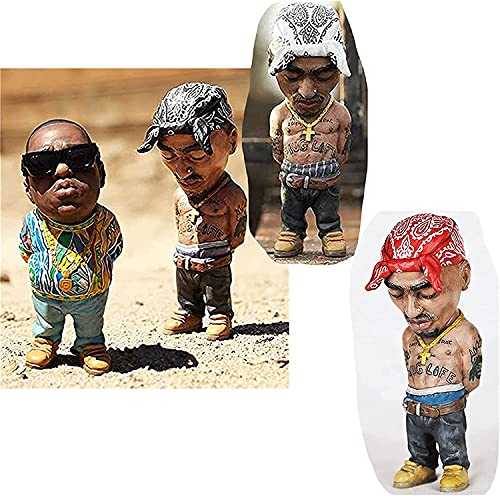 Resin Sculpture, Handmade Biggie + Tupac Ornament, Commemorative Resin Figurine (Red) - color: Biggie + (Red)