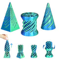 3PCS Impossible Cone,3D Printed Spiral Cone Fidget Toys,Impossible Pyramid Passthrough Sculpture,Stress Relieving Toys for Adults and Kids,Stocking Filler White Elephant Gifts(Blue Green) - color: Blue Green