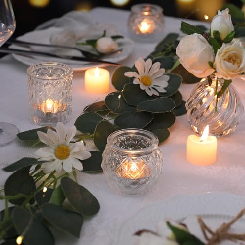 DARJEN Clear Votive Candle Holders Set of 36- Round Glass Candle Holders Bulk for Tea Light Candle, Embossed Candle Votives for Wedding Centerpiece, Various Parties & Home Decor - color: Clear, size: 36 Pcs