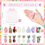 Ceenna 16 Pcs Mini Vase Magnets for Fridge Gift with Organza Bags Cards Tiny Refrigerator Decoration Office Kitchen Locker Whiteboard for Female Coworker Teacher Nurse Plant Lovers End of Year Gifts