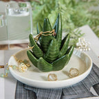 Aloe Ring Holder Dish, Ceramic Jewelry Tray Trinket Dish for Necklace Keychain Organizer, Cute Funny Birthday Wedding Mothers Day Gift for Women Friends Girls - style: Aloe