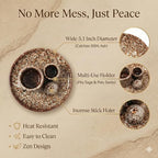 Palo Santo Sticks Holder, Multi-Purpose Handmade Ceramic Incense Burner for Palo Santo Incense Sticks, Sage Holder for Burning, Ash Catcher Tray for Meditation Yoga Room-Brown White - color: Brown White