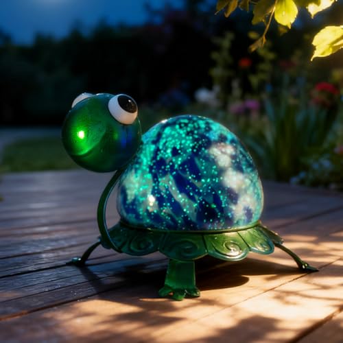 Metal Garden Statue Turtle Outdoor Decor,Luminous Turtle Statues Lawn Ornament Yard Decorations for Patio,Balcony,Yard,Lawn,Perfect Gardens Gift - color: Turtle