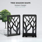 MaxGear Book Ends Tree Design Modern Bookends for Shelves, Non-Skid Bookend, Heavy Duty Metal Book Stopper for Books/CDs, Decorative Book Shelf for Home, 7 x 4.7 x 3.5”, Black (4 Pair/8 Pieces, Large) - size: 4 Pairs