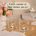 HAVITI 12PCS Votive Candle Holders Birthday Gifts for Women, Not A Day Over Fabulous Glass Tea Light Holder, Clear Floating Tealight Candle Holder Funny for Mom Sister Friends