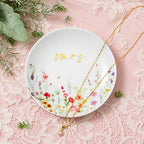 Crisky Mrs Jewelry Ring Dish for Bride Gfits, Bride to Be Wedding Engagement Gift Trinket Tray for Bridal Shower Bachelorette Wedding Party, Fiance Gifts for Women - style: Wedding Mrs