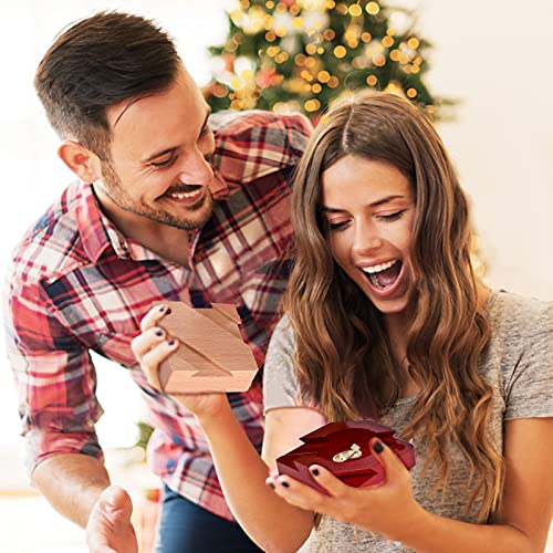 DC-BEAUTIFUL Impossible Dovetail Box Mini 3D Brain Teaser Wooden Magic Drawers Gift Jewelery Box Puzzle Toy for Adults - color: Small Red