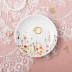 Crisky Flower Trinket Dish Jewelry Tray & Gift Box, Ceramic Ring Dish for Rings Earrings Necklaces Keys, Bridal Shower Engagement Birthday Gift for Women, Friends 4.57" - style: WildFlower Blank