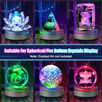 EEEKit 2 Pack 6 Colors LED Light Base, 3-inch Non-Slip Round Stand Display Plate Flat & Spherical Recess Show Crystal Ball Stand for 3D Crystal Glass Art - color: Round