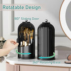 GAXmi Makeup Brush Holder with Lid Cosmetic Tools Organizer 360 Rotating Waterproof Dustproof Beauty Brushes Storage for Vanity, Dark Black - color: Dark Black