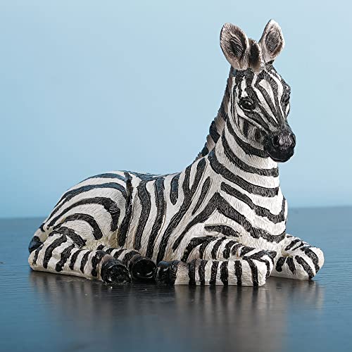 Zebra Table Sculpture - Resin Zebra Figurine - Black, White - African Safari Zebra Collectible for Bedroom, Living Room, Office, Bookshelf, Mantel, Entryway, Foyer, Nursery -5.9inch L x 3.54inch H