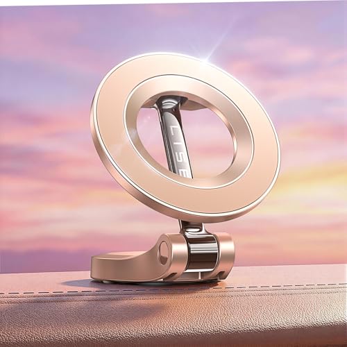 LISEN for iPhone MagSafe Car Mount, [Girls Recommend] Ultra Magnetic Phone Holder for Car Universal 360 Dashboard Phone Holde Magsafe Accessories for iPhone17 Pro Max Air 16 15 14 13 12 Rose Gold - color: Rose Gold, size: Driver Setup