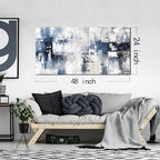 Prepeyssee White and Blue Abstract Canvas Wall Art for Living Room Bedroom Home Office Large Modern Grey Abstract Canvas Prints Picture Ready to Hang Size 24x48 - color: white, size: 24"L x 48"W