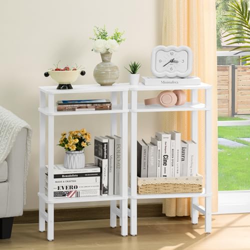 YUFAM Side Table End Table Tall Night Stand 3-Tier for Living Room Bedroom Bathroom Office Furniture White - color: White, size: 3 Tier