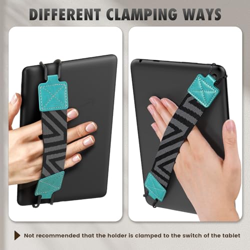 MoKo Security Hand-Strap for 9-11 Inch Tablet - iPad/Kindle Fire HD/Samsung/Lenovo, High-Elasticity Versatile Hand Strap Lightweight Finger Grip Holder, Turquoise - color: Turquoise, style: Patterned Strap