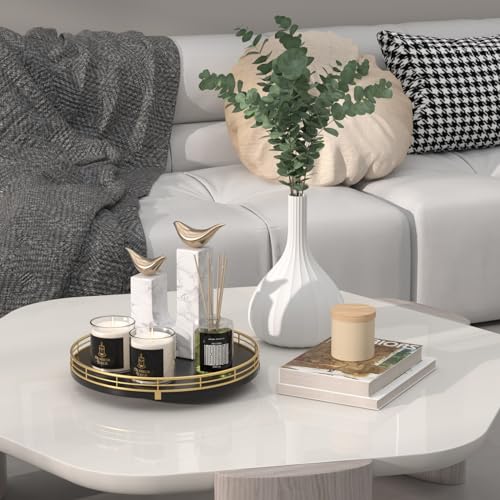 10" Oak Wood Decorative Tray for Home Decor, Tray for Coffee Table Decor Perfume Nightstand Vanity Bathroom Trays for Counter Candle Jewelry Makeup Farmhouse Table Centerpiece for Dining Room Gold - color: Gold Black, size: 10