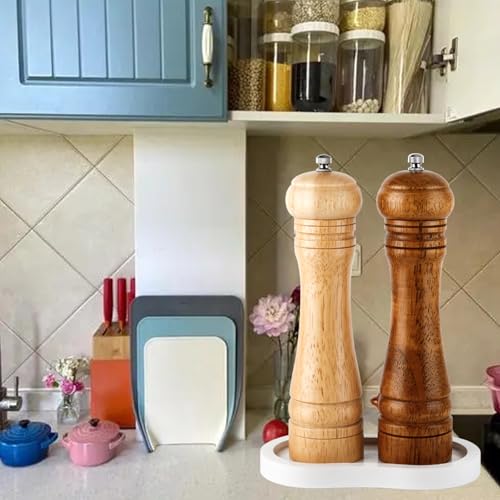 Salt and Pepper Wood Mill Tray, White colour Pepper Grinder Rest, Work Surface and Dining Table Protector (Pepper mill not included) - color: K White Colours Mill Tray