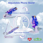 Sonix Character Phone Stand | Adjustable Cell Phone Holder, Desk Stand, Dock | Care Bears x Sesame Street Purple | Share Bear & Cookie Monster - color: Share Bear & Cookie Monster