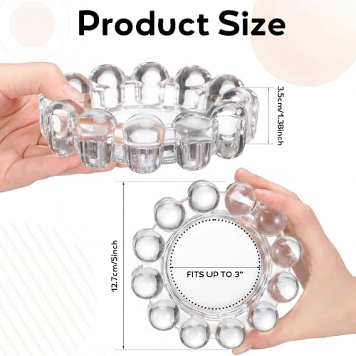 2 Pack Bubble Candle Dish, Fits up to 3 Inch Wide Chic Glass Candles Holder Tray Candle Plates Modern Diffusers Dish for Home Decor(Clear) - color: Clear