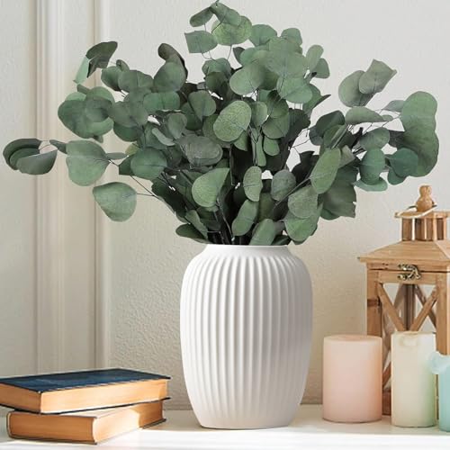 White Ceramic Vase for Modern Home Decor, Minimalistic Nordic Boho Matte Vase for Decorating Farmhouse Central Location, Perfect for Wedding Table Living Room Office Bedroom Kitchen Gift - color: White-b, size: Small