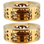 2 PCS Metal Teapot Warmer Base, Stainless Steel Teapot Warmer with Tealight Holder for Glass or Ceramic Teapot, Gold