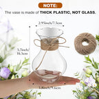 Bokon 5.7" Plastic Small Vases for Centerpieces, Plastic Bud Vase Bulk, Hyacinth Avocado Growing Vases, Tiny Flower Bulb Plant Propagation Containers for Wedding Living Room Table Decorations(12 Pcs)