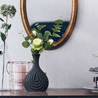 MSUIINT Modern Abstract Ceramic Vase, 8 in Matte Black Geometric Art Ceramic Vase, Nordic Style Stylish Minimalist Decorations Flower Vase for Home Living Room Kitchen Centerpiece Office