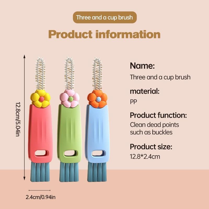 3 in 1 Cup Lid Gap Cleaning Brush, Multifunctional Bottle Brush, Cup Lid Gap Cleaner, Home Kitchen Crevice Cleaning Brush Tools (3PCS) - color: A-3pcs