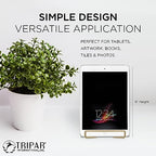 TRIPAR Square Metal Wire Stand, Gold Finish (2 Pack, 6-Inch Depth) - Tabletop Display - Handcrafted Edge Design For Sleek & Modern Look - Perfect for Kitchen Cookbooks, Plates, Photos & More