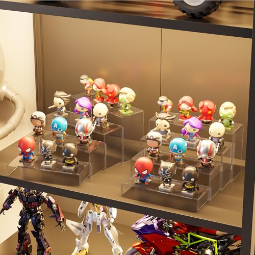 Acrylic Display Stand,8 Pcs 2 Set Display Risers, Acrylic Rectangular Display Shelf Holders for Showcase, Dessert, Perfume, Vendor Events, Cupcake Stands, Toys Display Shelves ( 8Pcs-Clear, 7”L~8”L~9”L ) - color: 8Pcs-Clear