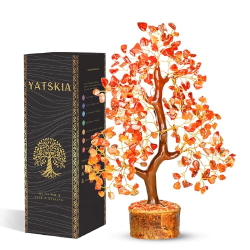 Carnelian Crystal Tree - Home Decor - Bonsai Tree - Tree of Life Decor - Spiritual Decor - Crystal Decor - Good Luck Gifts - Meditation Accessories - Money Tree - Desk Decor - Good Luck Charms - color: Carnelian Golden Wire