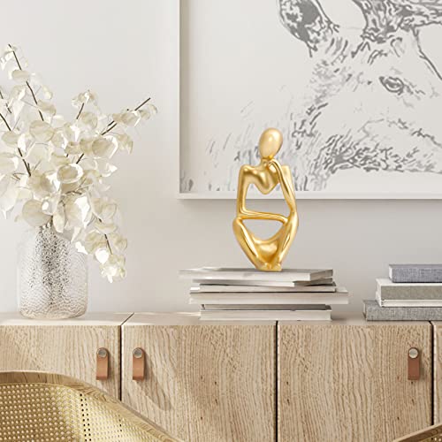 INNOLITES Resin Statue Thinker Style Decoration Abstract Sculptures Collectible Figurines for Home Decor Modern Office Shelf Desktop（Gold-Right - color: Gold-right