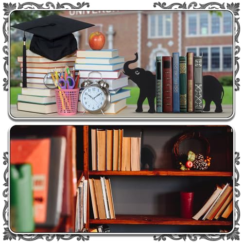 Geelin Elephant Metal Bookends Set of 2 Styles Book Ends for Shelves Bookshelf Home Office Desk Bookshelf Decor Gift for Elephant Lovers and Reading Enthusiasts - style: Elephant