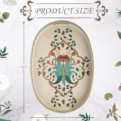 Oval Plastic Serving Tray with Handles, Elegant Decorative Tray for Coffee Table, Ottoman, Living Room, Kitchen, Outdoor Use. 10"*16"*1.4" A - color: Omovala, size: 16" x 10" x 1.4"