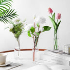 Clear Glass Cylinder Bud Vases,Small Clear Skinny Single Flower Vase for Centerpieces - Minimalist Bulk Vases for Wedding Birthday Bridal Shower Party Events Table Decor (6)