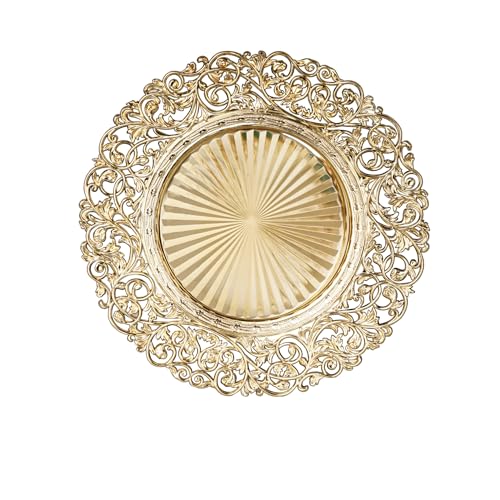 13inch Round Gold Charger Plates,Plastic Plate Chargers Set of 8,Chargers for Dinner Plates,Gold Plates for Wedding,Party,Event Decoration - color: Hollow Gold
