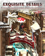Cutefun DIY Book Nook Kit Kyoto Snow Whisper – Japanese Snow Scene 3D Wooden Puzzle Miniature Dollhouse Kit with LED Light, Bookshelf Insert Decor, Creative Gift for Adults, Teens & Book Lovers - style: Kyoto Snow Whisper