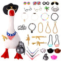 30pcs 7in/17.78cm Desk Goose Outfits, Small Desk Goose Costumes Accessories Include Sunglasses Cowboy Hats Necklaces Heart Star Gold Chain for Magnetic Table Geese Statue Decor