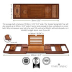 Temple Spring Bamboo Bathtub Tray Caddy for Tub — Expandable Wood Bath Tray with Solid Book Stand Wine Holder and Non-Slip Pads — Includes Bamboo Soap Dish and Spa Accessories — Luxury Bath Gift Set - color: Brown