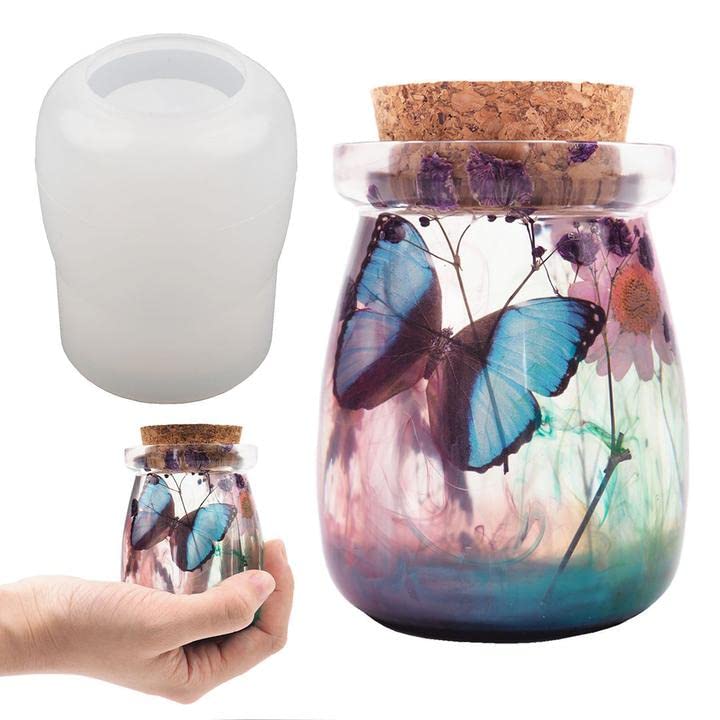 Resin Mold Jar with Lid Silicone Bottle Molds for Epoxy Craft Casting DIY Box Storage Candy Container Jars Home Decoration - color: Jar mold with 5 Lids