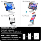 POQOD Foldable Cell Phone Stand for Desk, Fully Adjustable Phone Holder for Desk Compatible with iPhone 16 15 14 13 12 11, Nintendo Switch, All Phones, (White) - color: White Foldable
