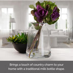 Elements 12 Inch Clear Glass Milk Bottle Vase - Large Farmhouse Flower Vase for Home Decor, Dried Flowers, Faux Floral Arrangements, Country Style Room Decor, 12 in H x 8.75 in Diameter - size: 12.2 Inch