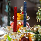 DEYBBY Natural Beeswax Taper Candles,Honeycomb Design Hand-Rolled Beeswax Candles, Dripless and Smokeless, Set of 6 Flat Top (Blue) - color: Dark Blue, size: 6 Pack