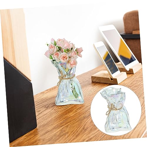 iplusmile Abstract Irregular Shaped Glass Vase Transparent Decorative Flower Container for Home Office Garden Versatile Modern Art Vase with Stable Flat Bottom for Wedding Party and Decor