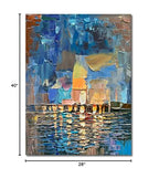 Art Hand-Painted Abstract Landscape Oil Painting Sea Landscape Modern Abstract Art Home Wall Decoration 40x28 Inches - color: Yi042