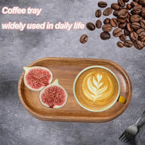 Small Wooden Tray, Oval Wood Serving Trays, Acacia Wood Platter for Coffee Tables, Dessert, Snack, Fruit, Bathroom Tray Charcuterie Board for Home Decor (S) - size: 7.3" x 4.1" x 0.6"