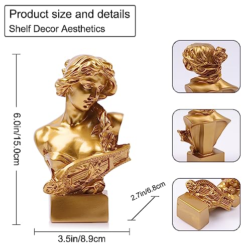 LCCCK 6" H Gold Aphrodite Statue Sculpture, Resin Greek Mythology Bust Statue, for Coquette Room Decor, Dark Academia Room Decor, Bookshelves, Shelves, Partition, Coffee Table Centerpiece - color: Gold, size: Small